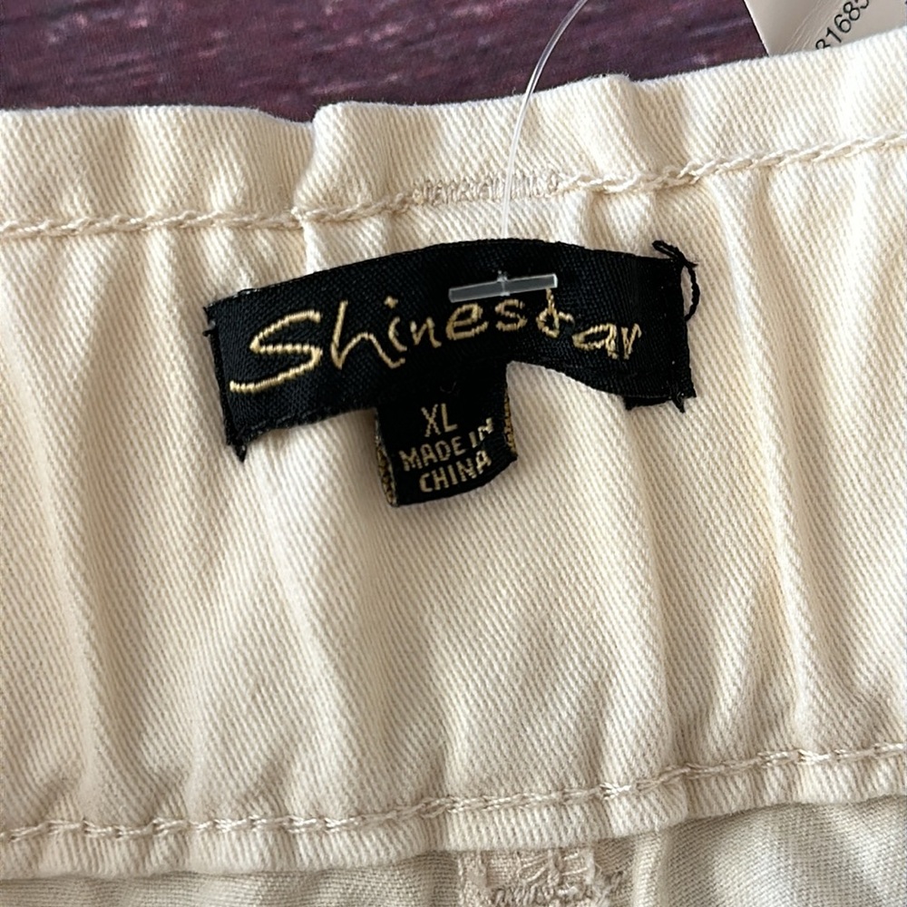 Buckle Store Shinestar Ivory Cream Paper Bag Cotton Pants Sz XL New NWT - Picture 7 of 8
